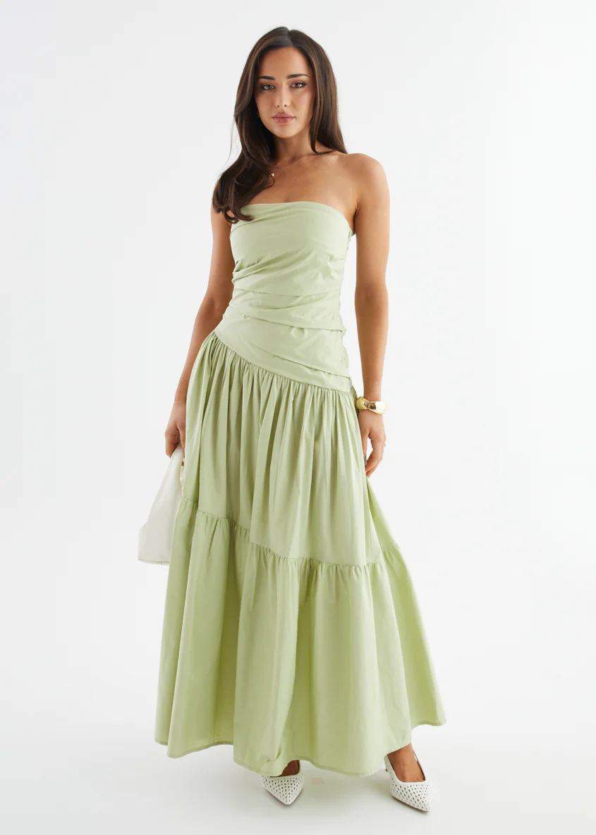 Abie Strapless Maxi Dress - Lime - Image 6