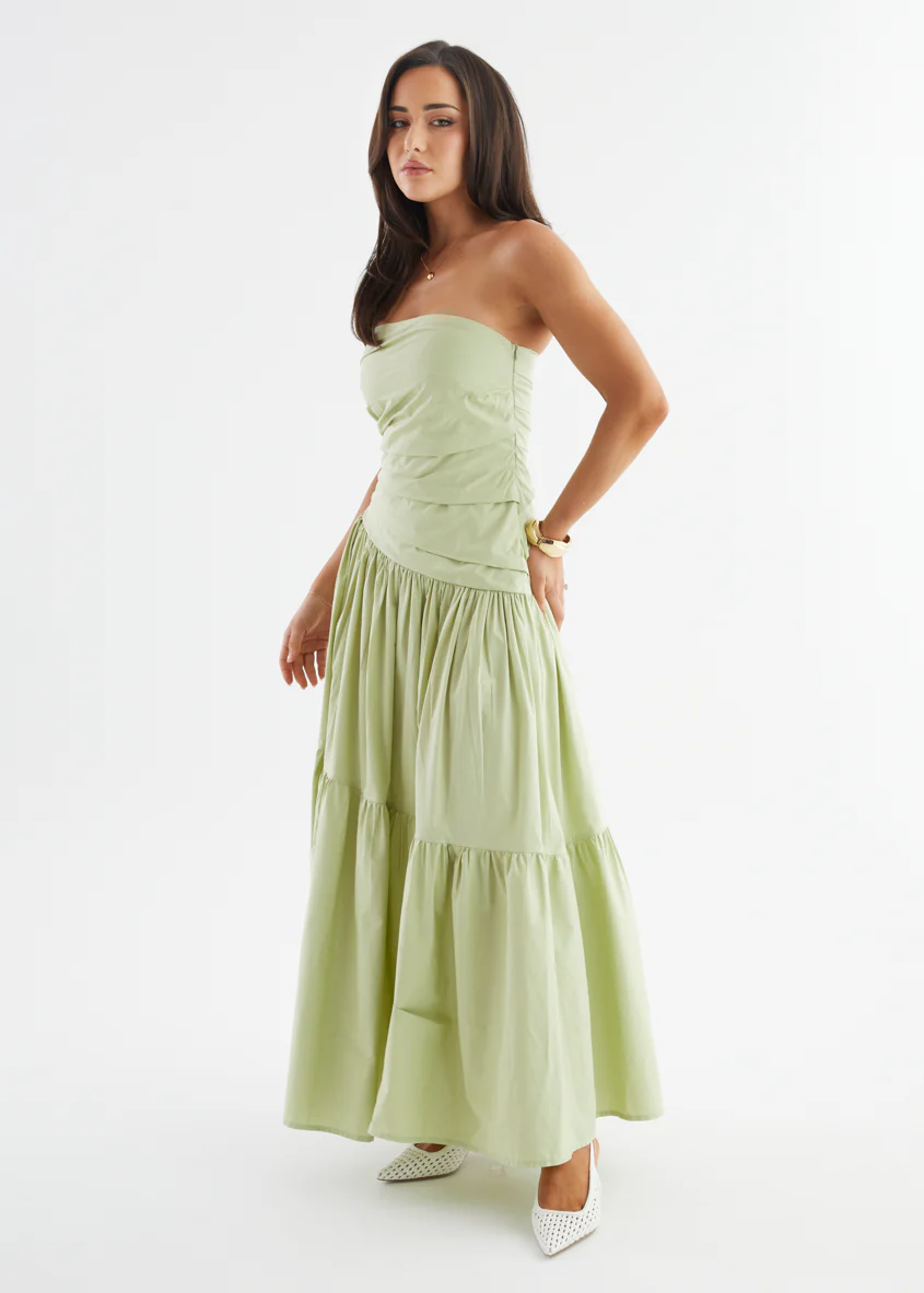 Abie Strapless Maxi Dress - Lime - Image 8
