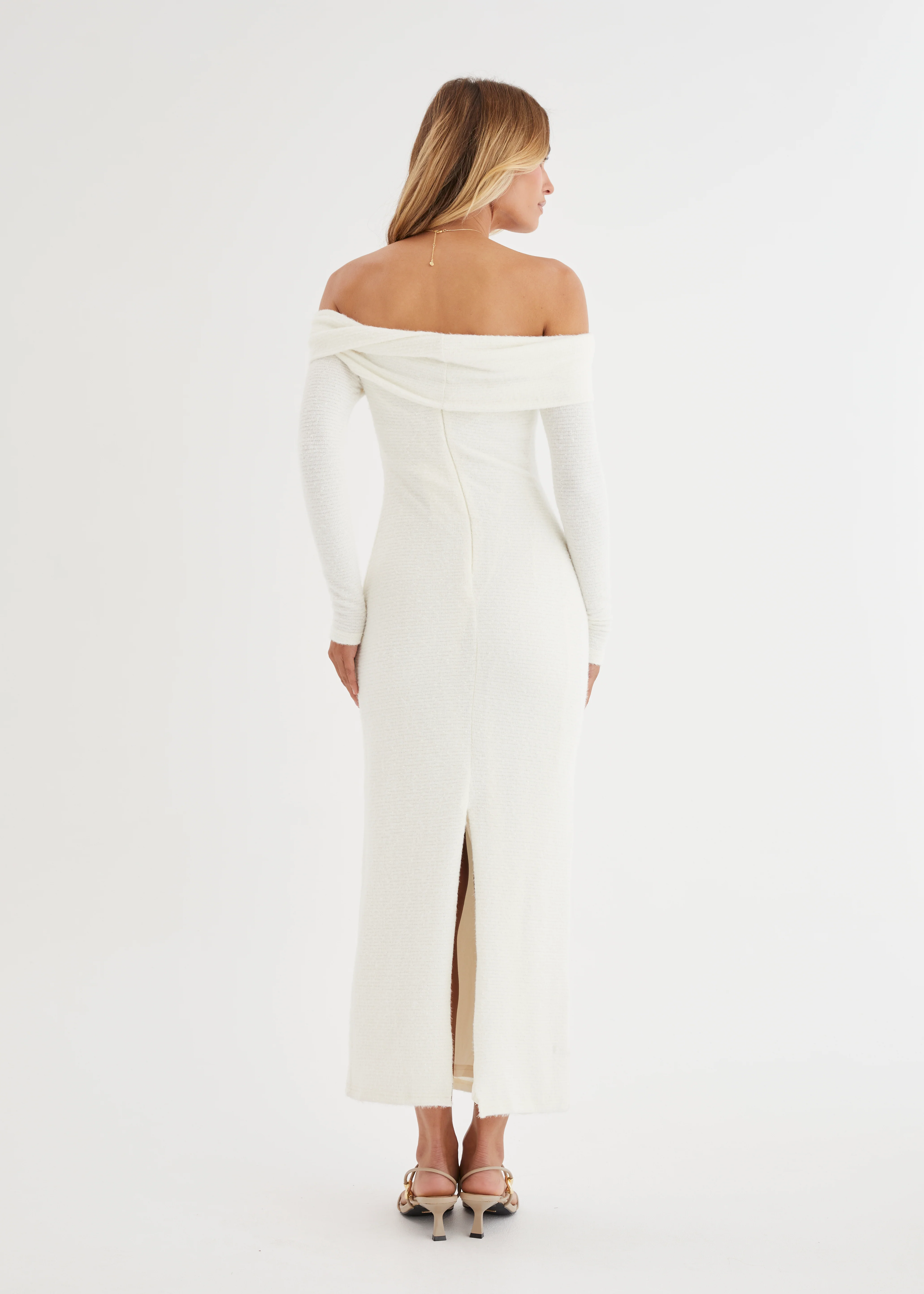Ace Off Shoulder Maxi Dress - Cream - Image 12