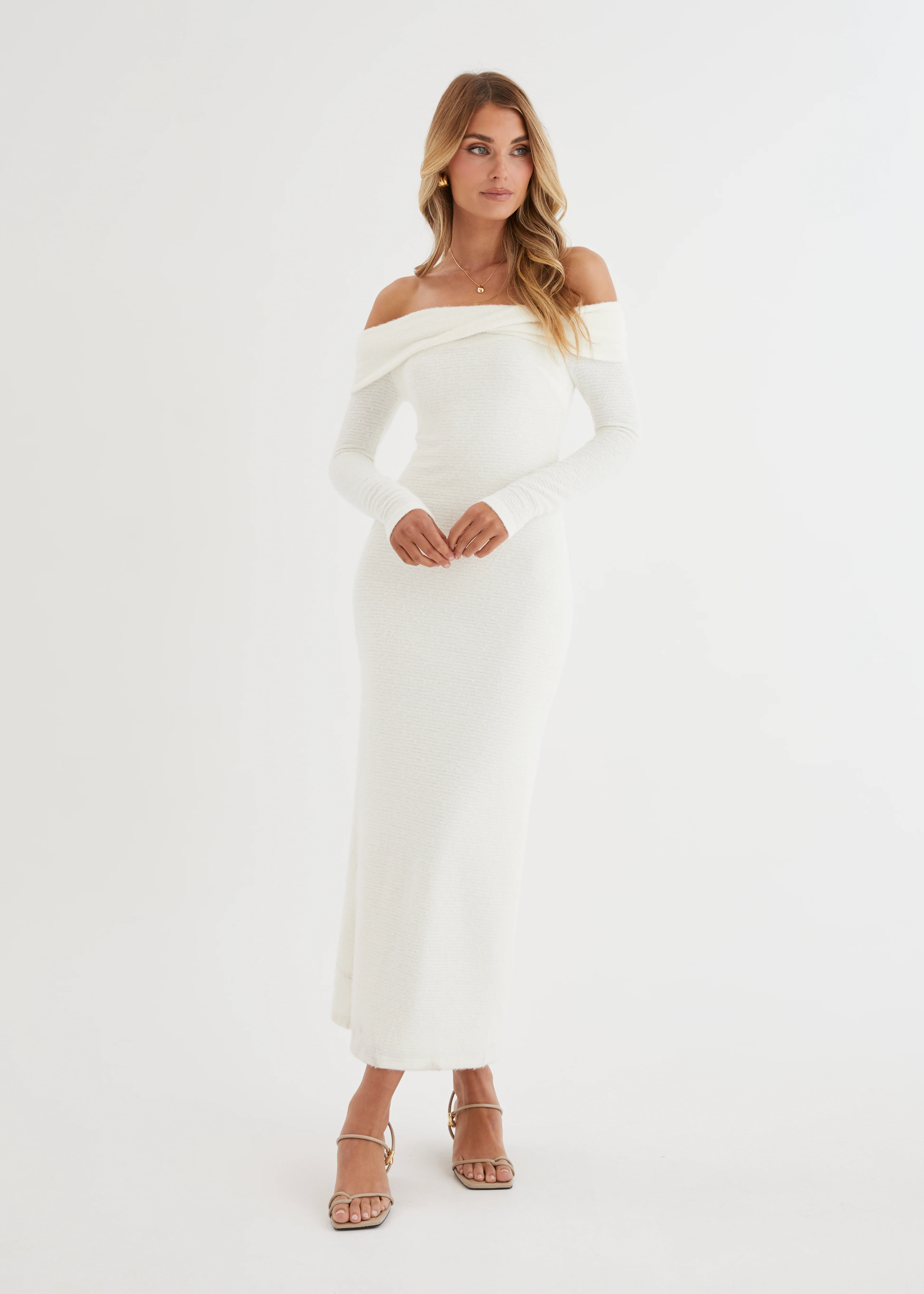 Ace Off Shoulder Maxi Dress - Cream - Image 6