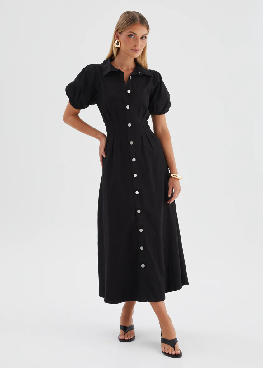 Acer Denim Midi Dress - Black - Image 4