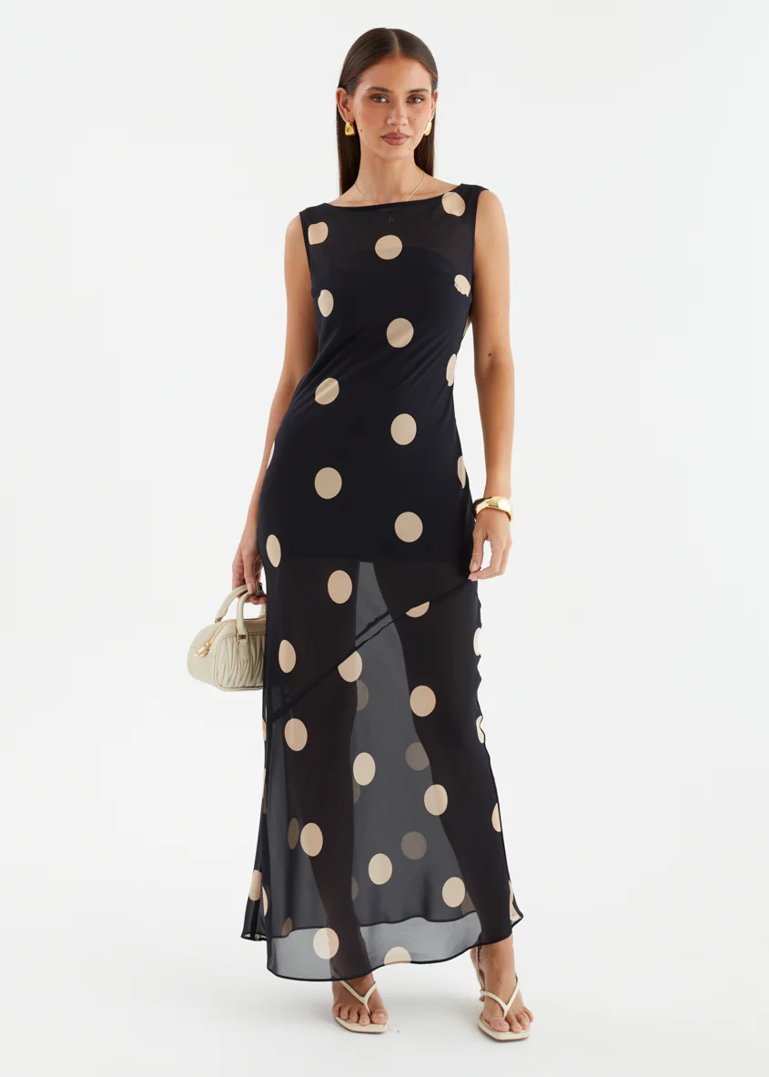 Addilyn Maxi Dress - Black Polka - Image 3