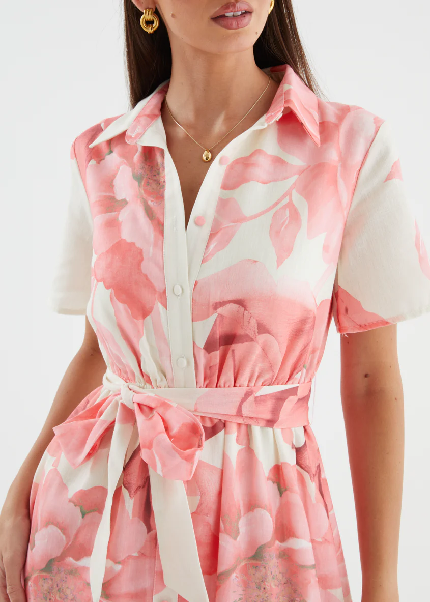 Adelina Midi Dress - Pink Flowers - Image 10