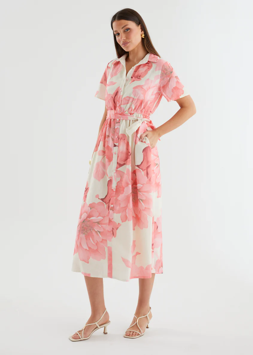 Adelina Midi Dress - Pink Flowers - Image 14