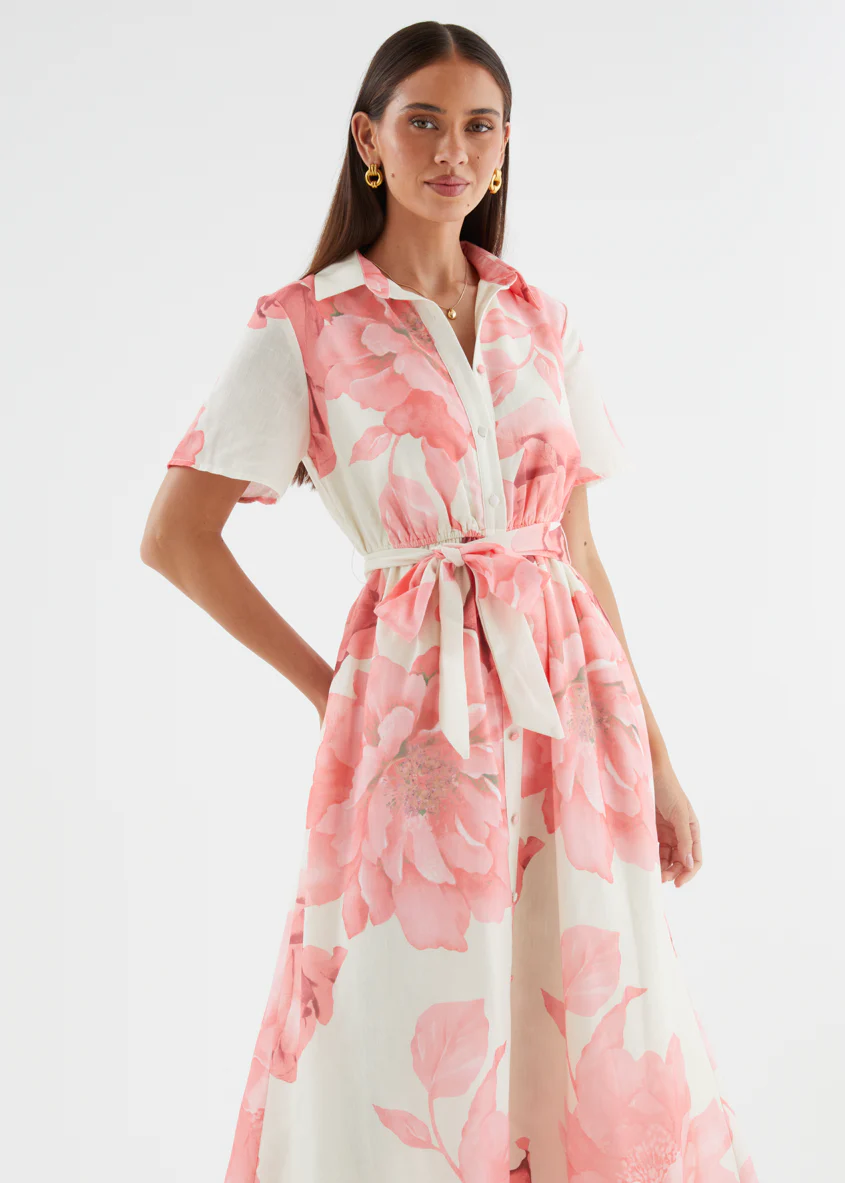 Adelina Midi Dress - Pink Flowers - Image 4