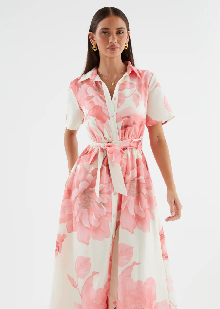 Adelina Midi Dress - Pink Flowers - Image 6