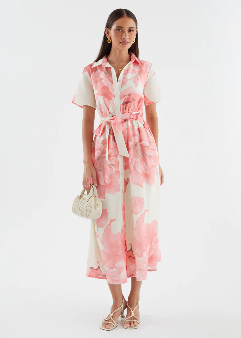 Adelina Midi Dress - Pink Flowers - Image 7