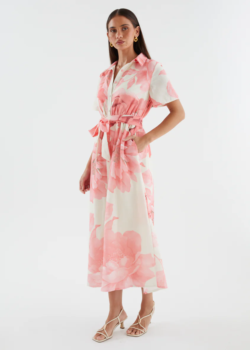 Adelina Midi Dress - Pink Flowers - Image 8