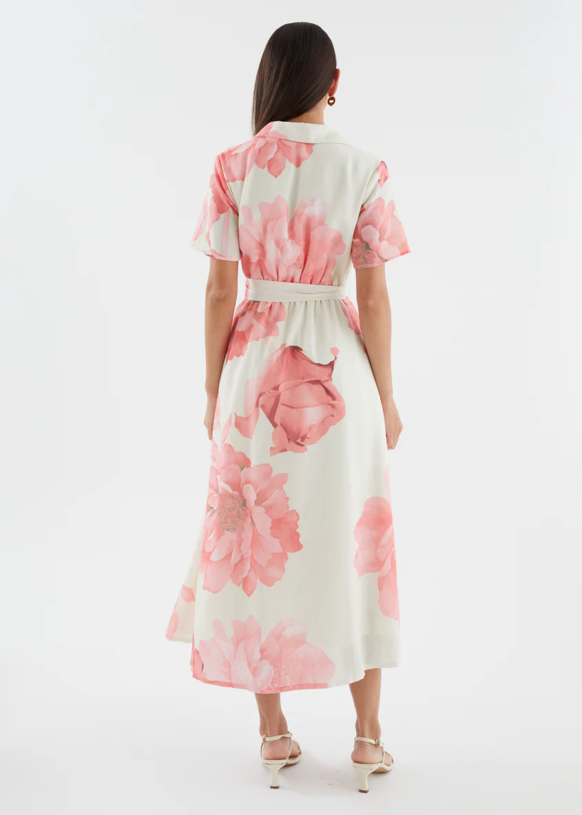 Adelina Midi Dress - Pink Flowers - Image 9