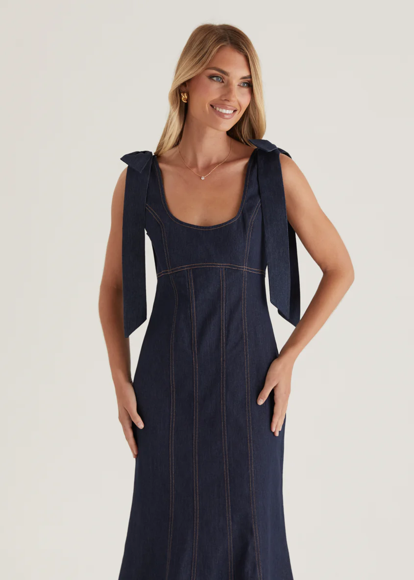 Adeline Denim Midi Dress - Indigo - Image 6