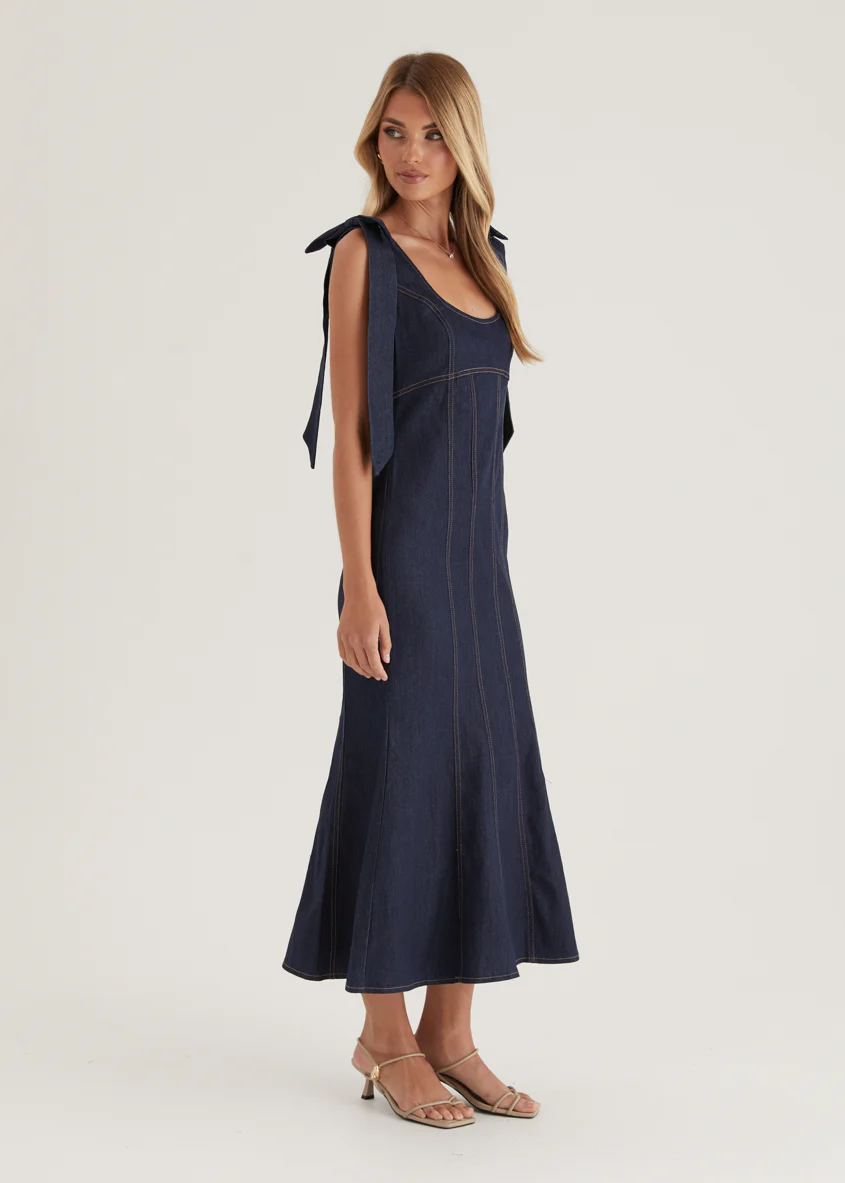 Adeline Denim Midi Dress - Indigo - Image 8