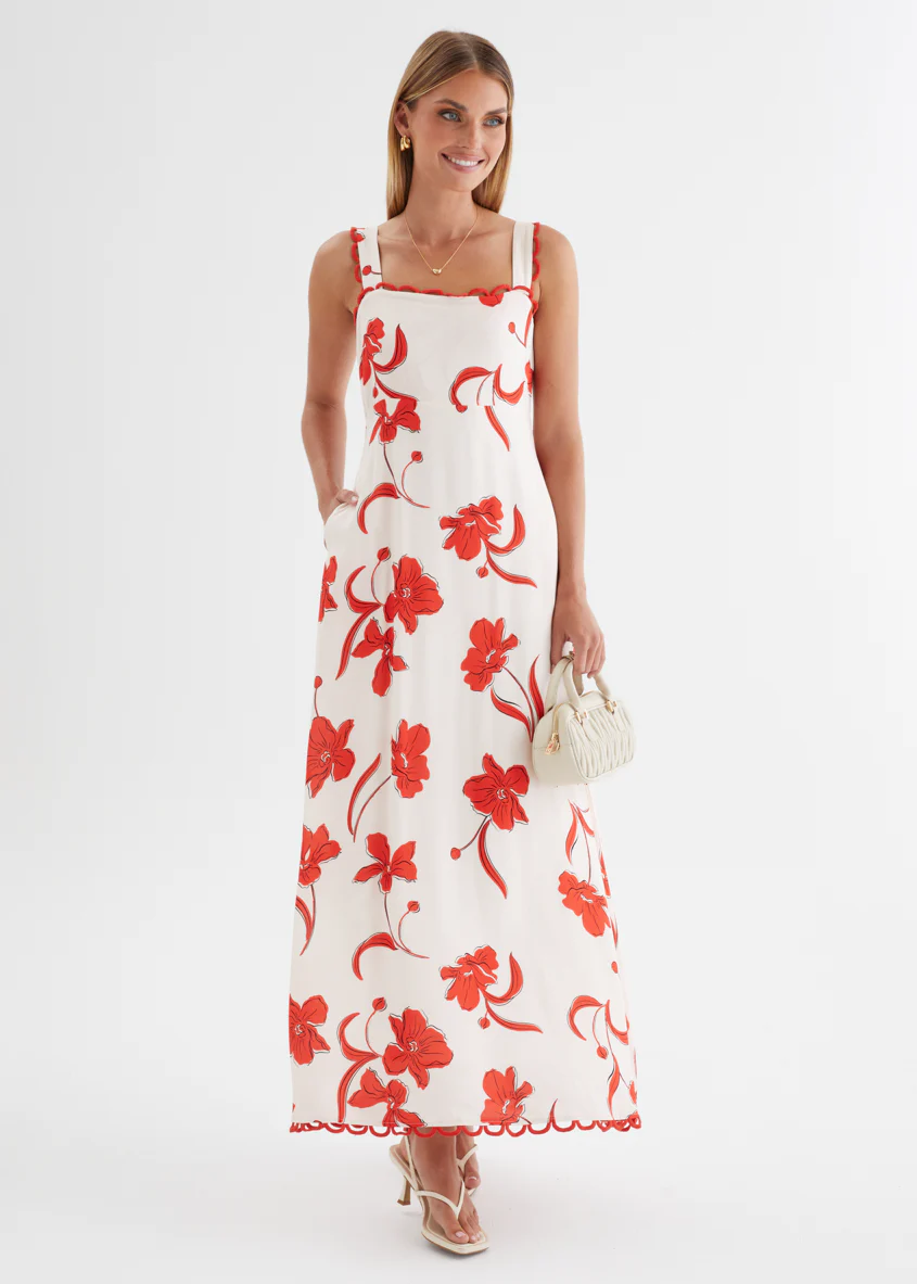 Alarica Maxi Dress - Red Flowers - Image 2