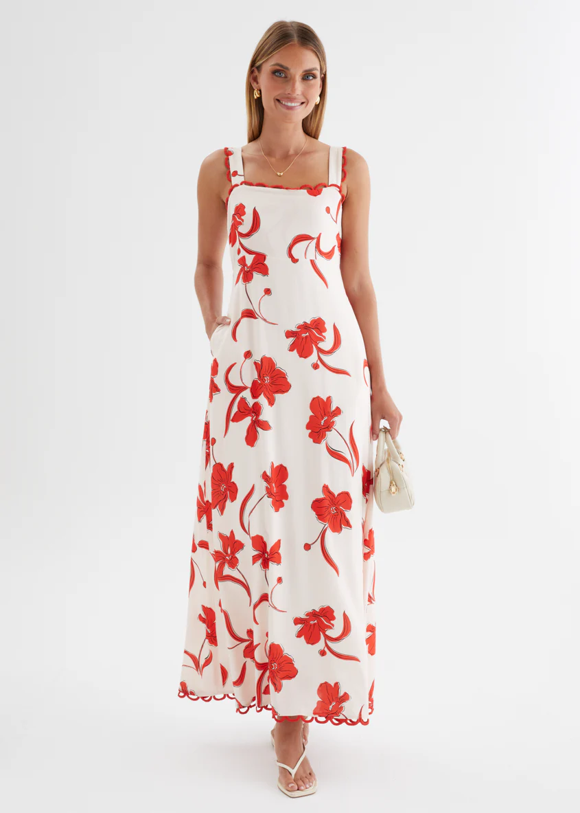 Alarica Maxi Dress - Red Flowers - Image 3