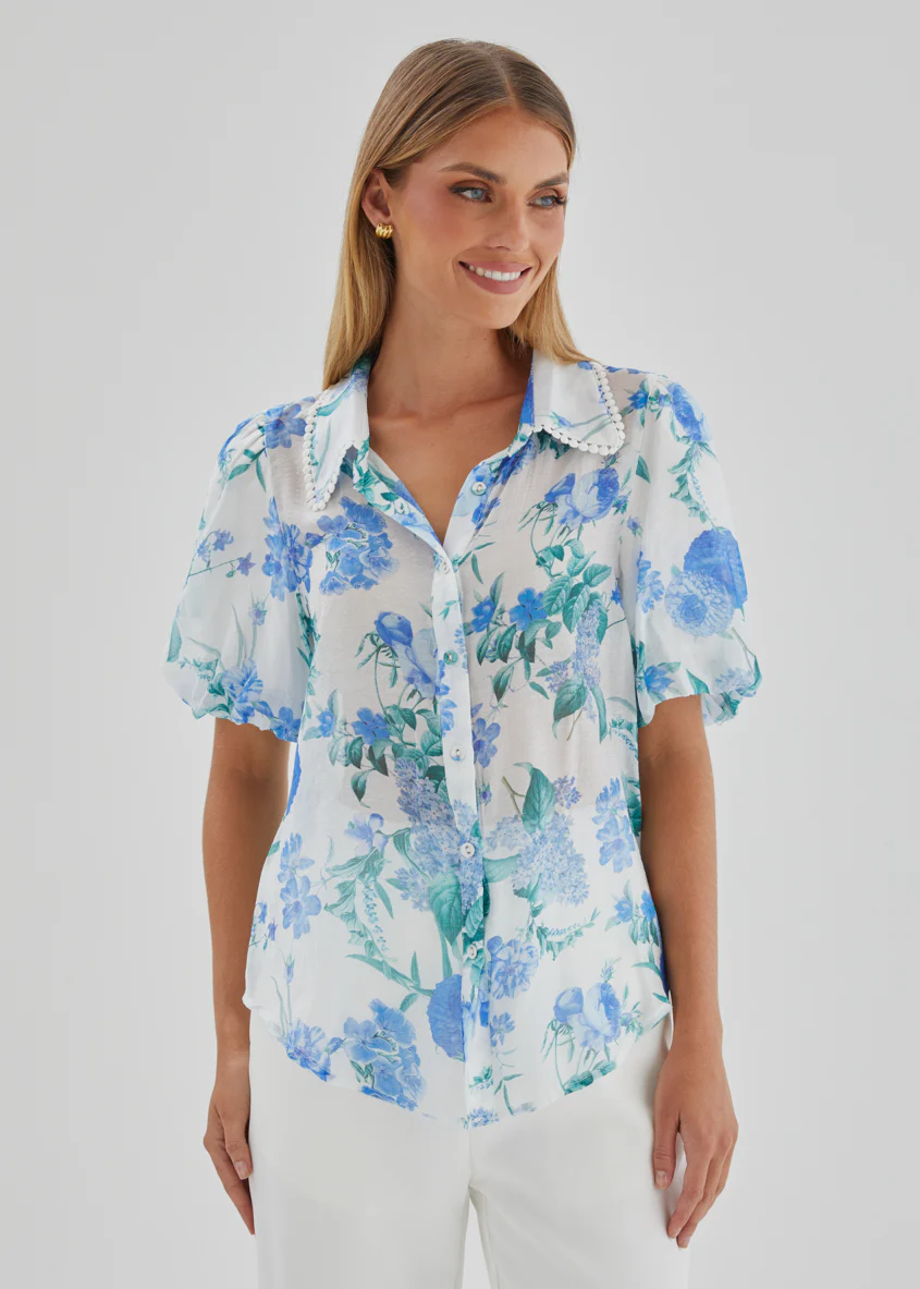 Aldiana Blouse - Blue Garden - Image 3
