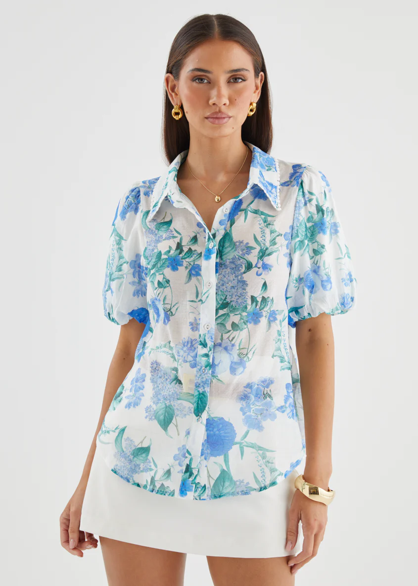 Aldiana Blouse - Blue Garden - Image 5