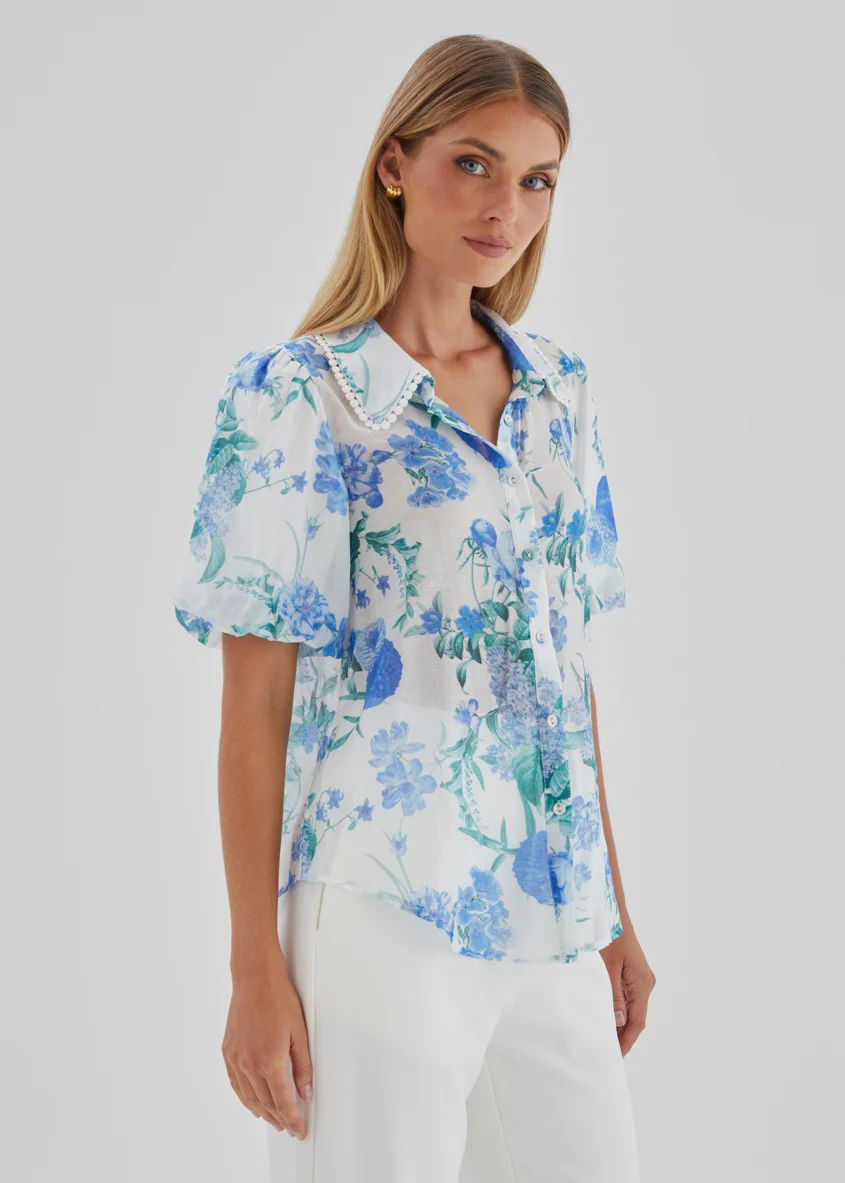 Aldiana Blouse - Blue Garden - Image 7