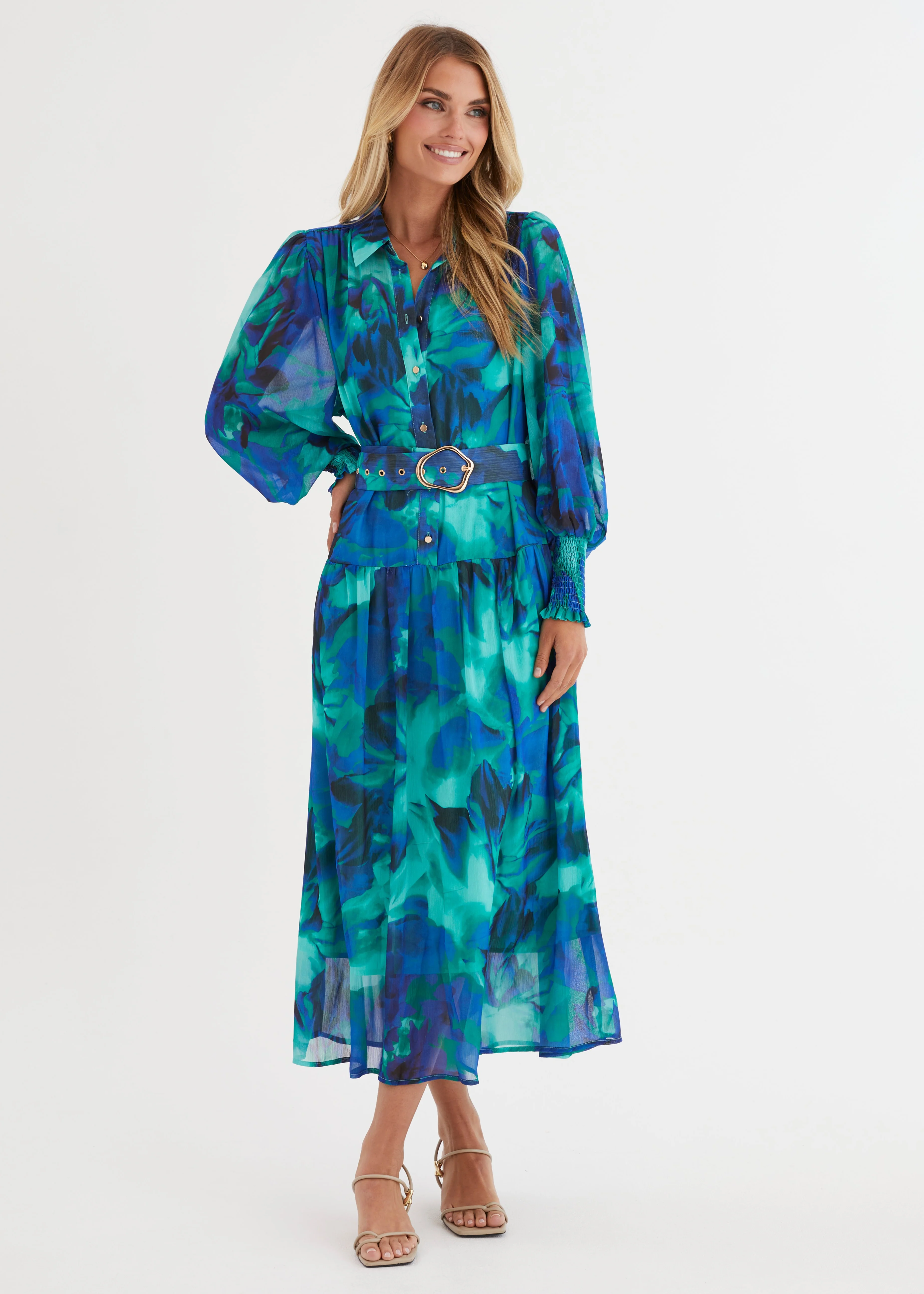 Aleera Midi Dress - Blue Floral - Image 3