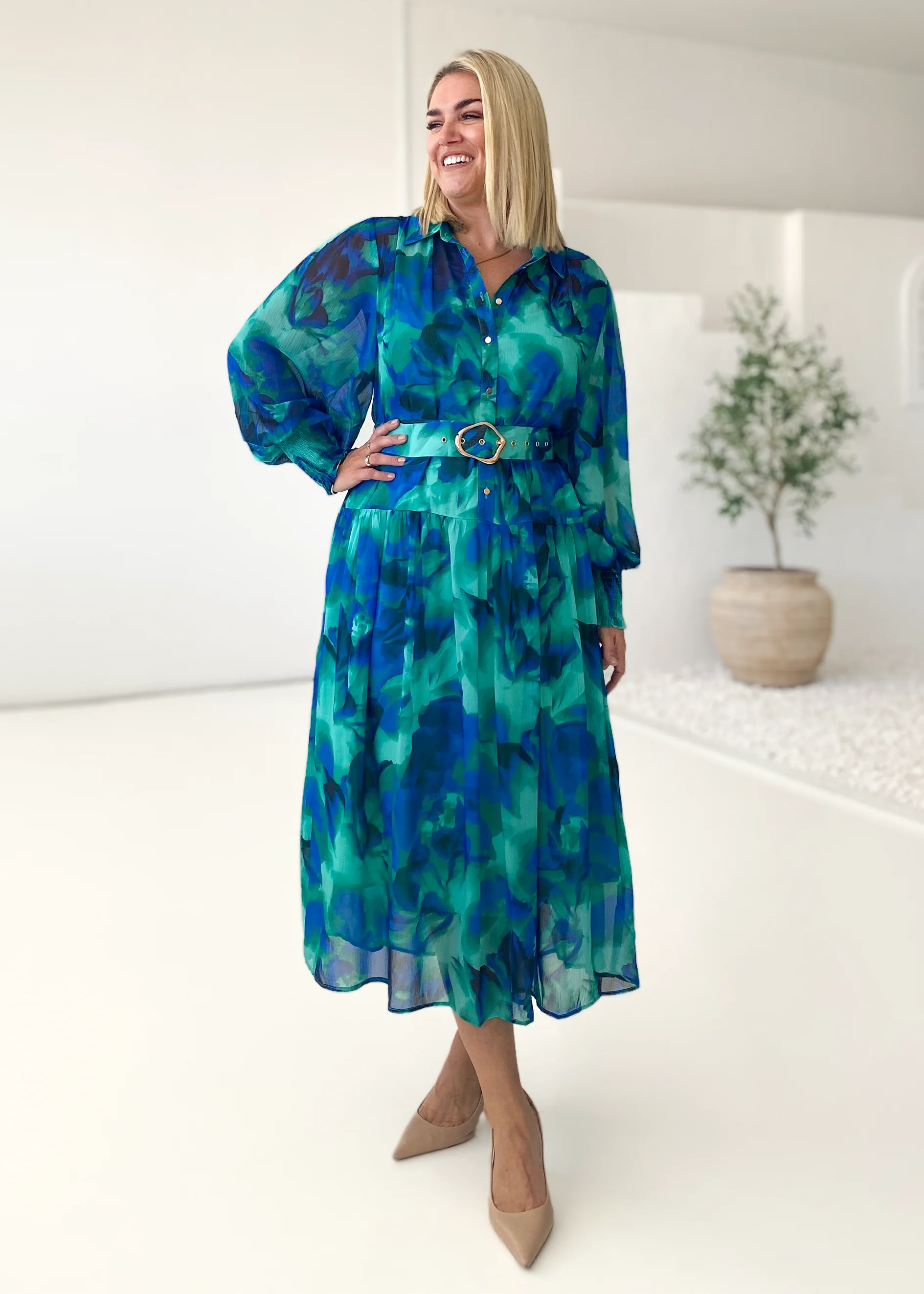 Aleera Midi Dress - Blue Floral - Image 5