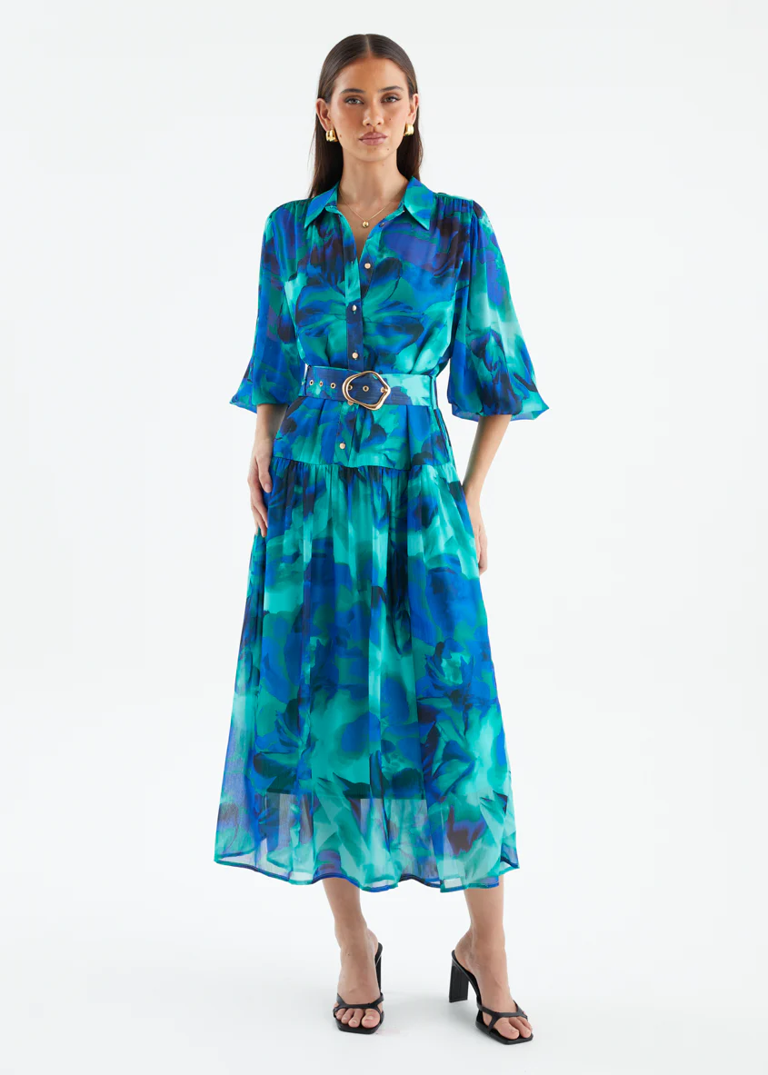 Aleera Midi Dress - Blue Floral - Image 6