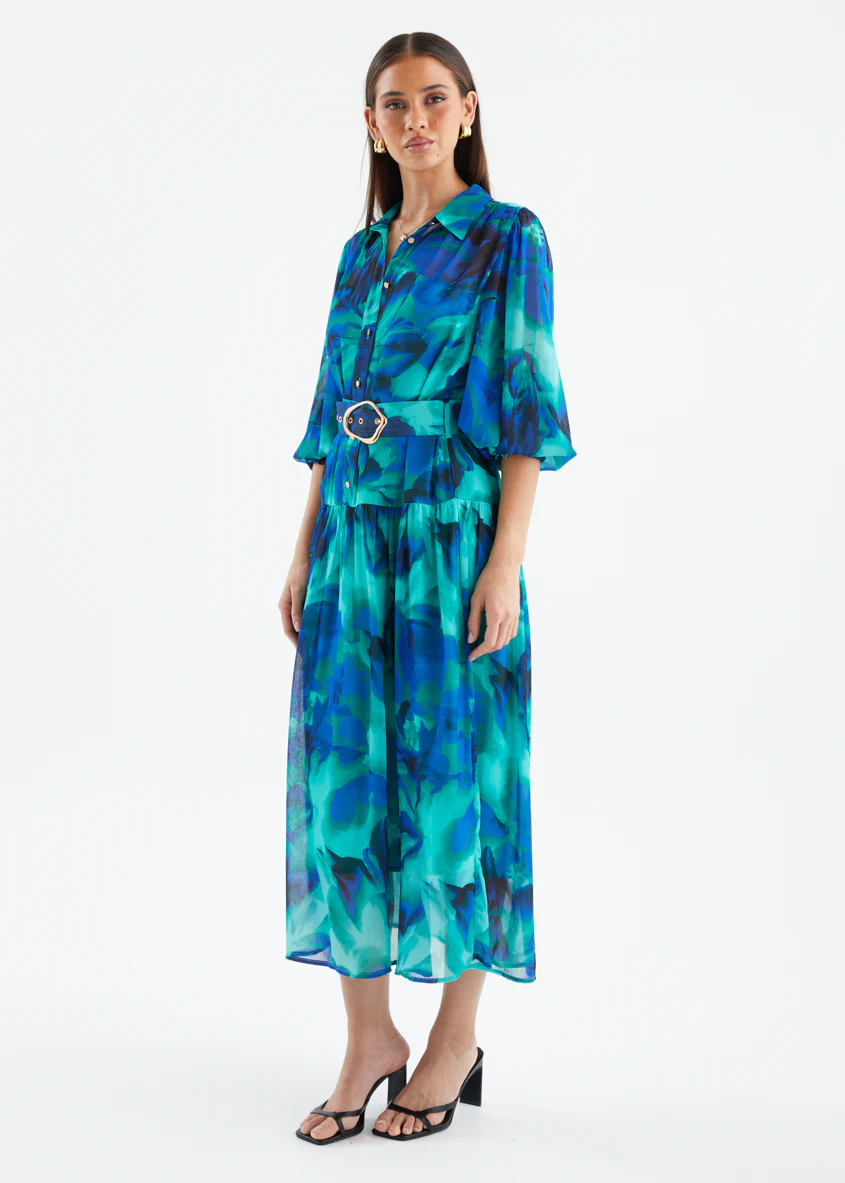 Aleera Midi Dress - Blue Floral - Image 7