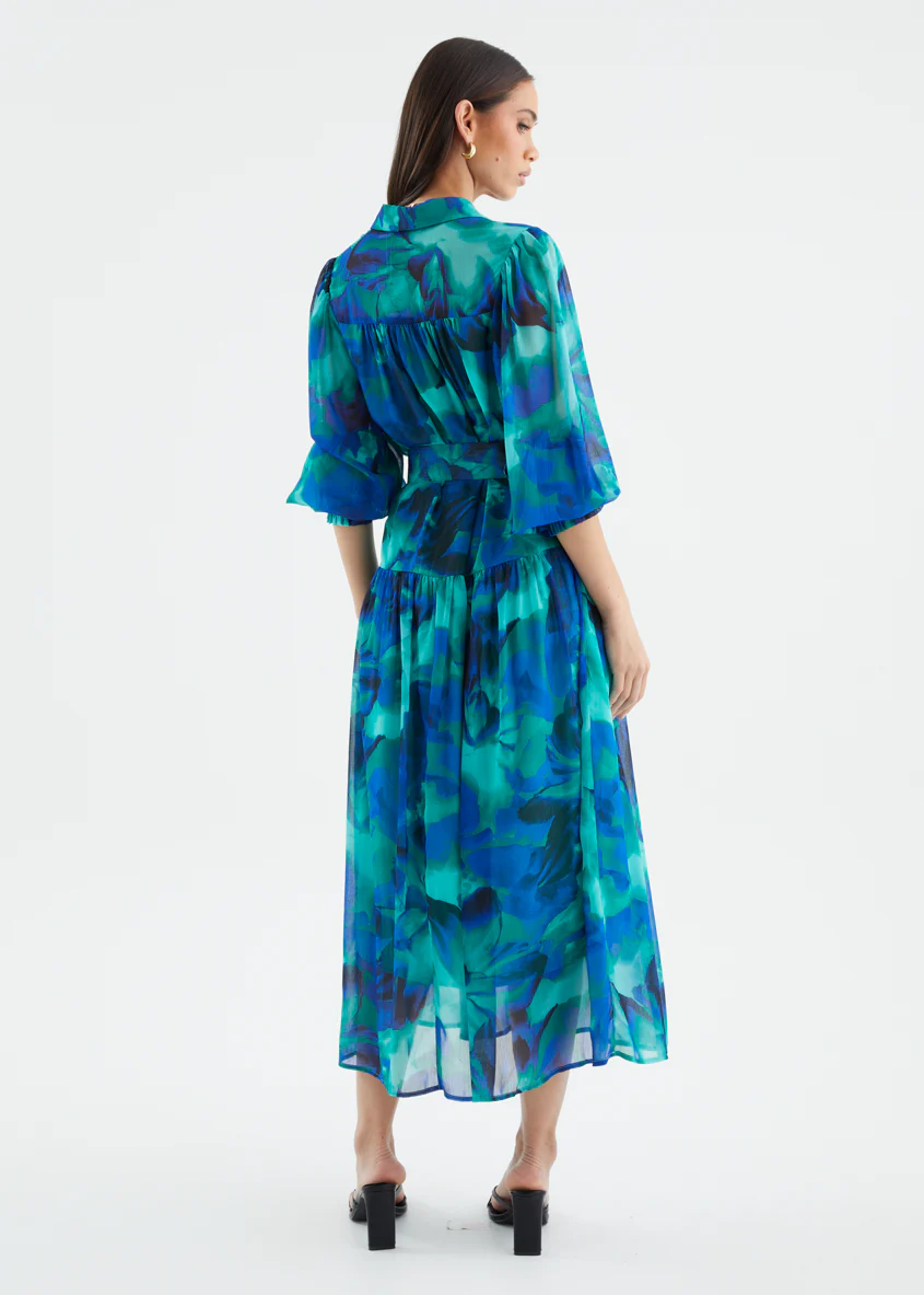 Aleera Midi Dress - Blue Floral - Image 8