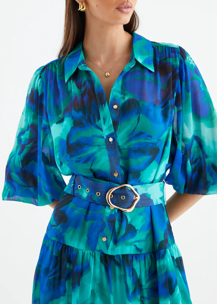 Aleera Midi Dress - Blue Floral - Image 9