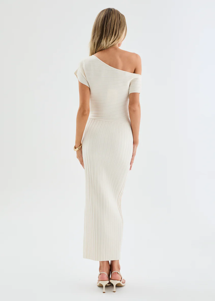 Aleira Drop Shoulder Knit Maxi Dress - Cream - Image 6