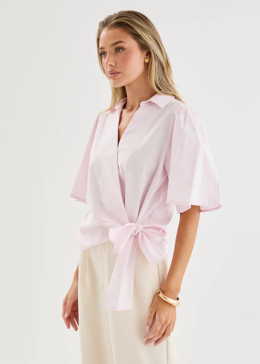 Alennia Wrap Shirt - Light Pink - Image 11