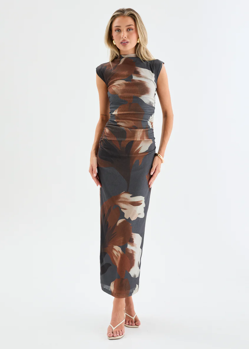Alicia Midi Dress - Charcoal Floral - Image 4
