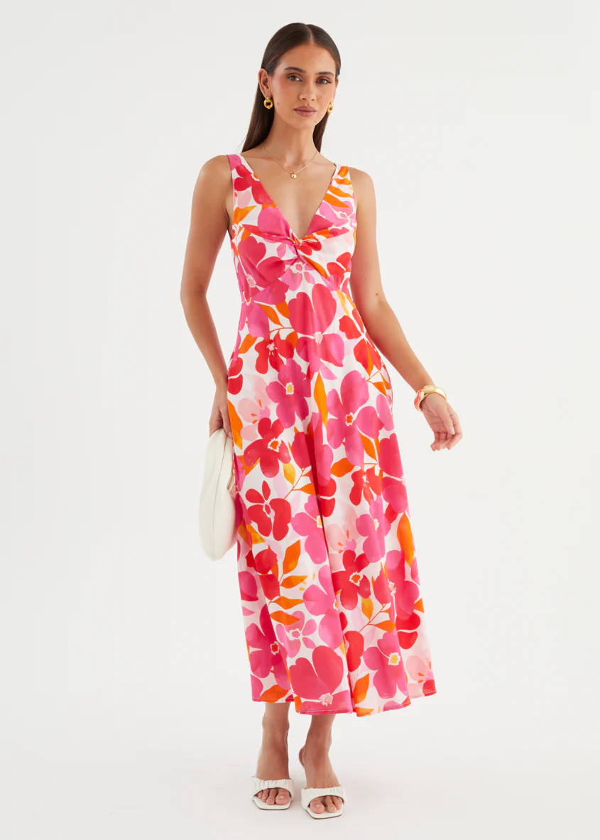 Alisina Midi Dress - Pink Flowers - Image 2