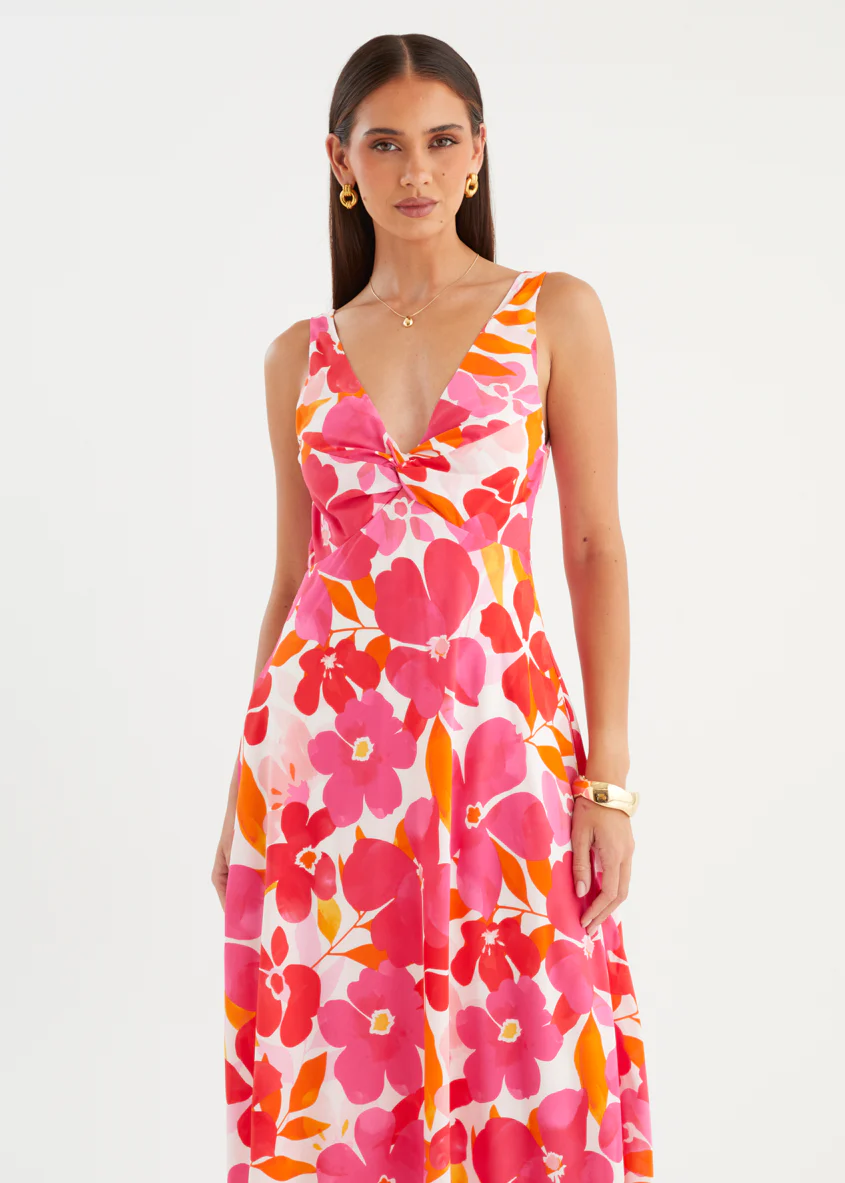 Alisina Midi Dress - Pink Flowers - Image 3