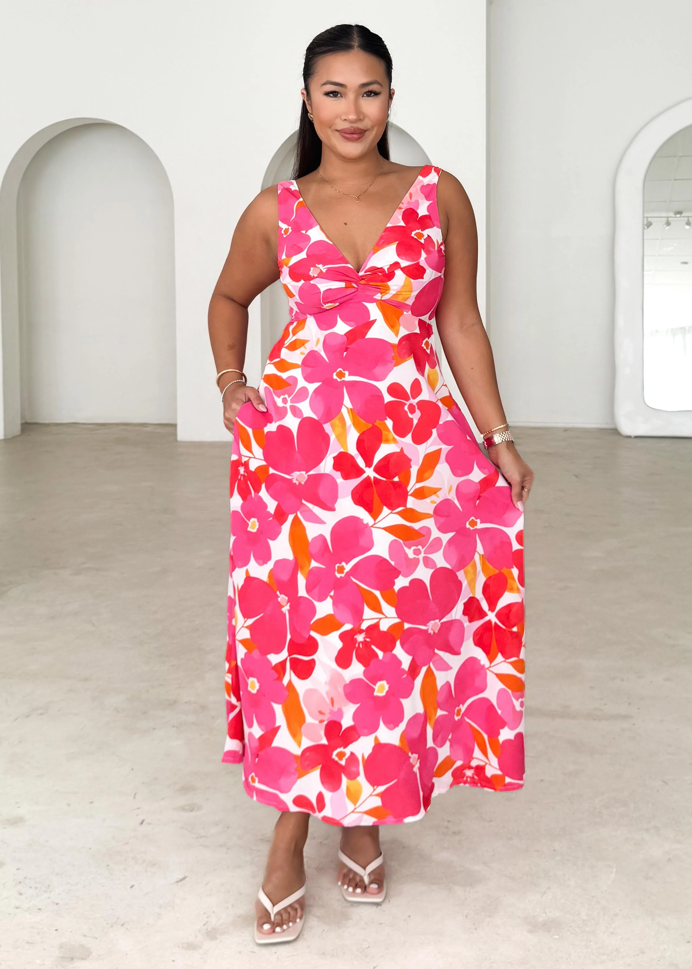 Alisina Midi Dress - Pink Flowers - Image 5