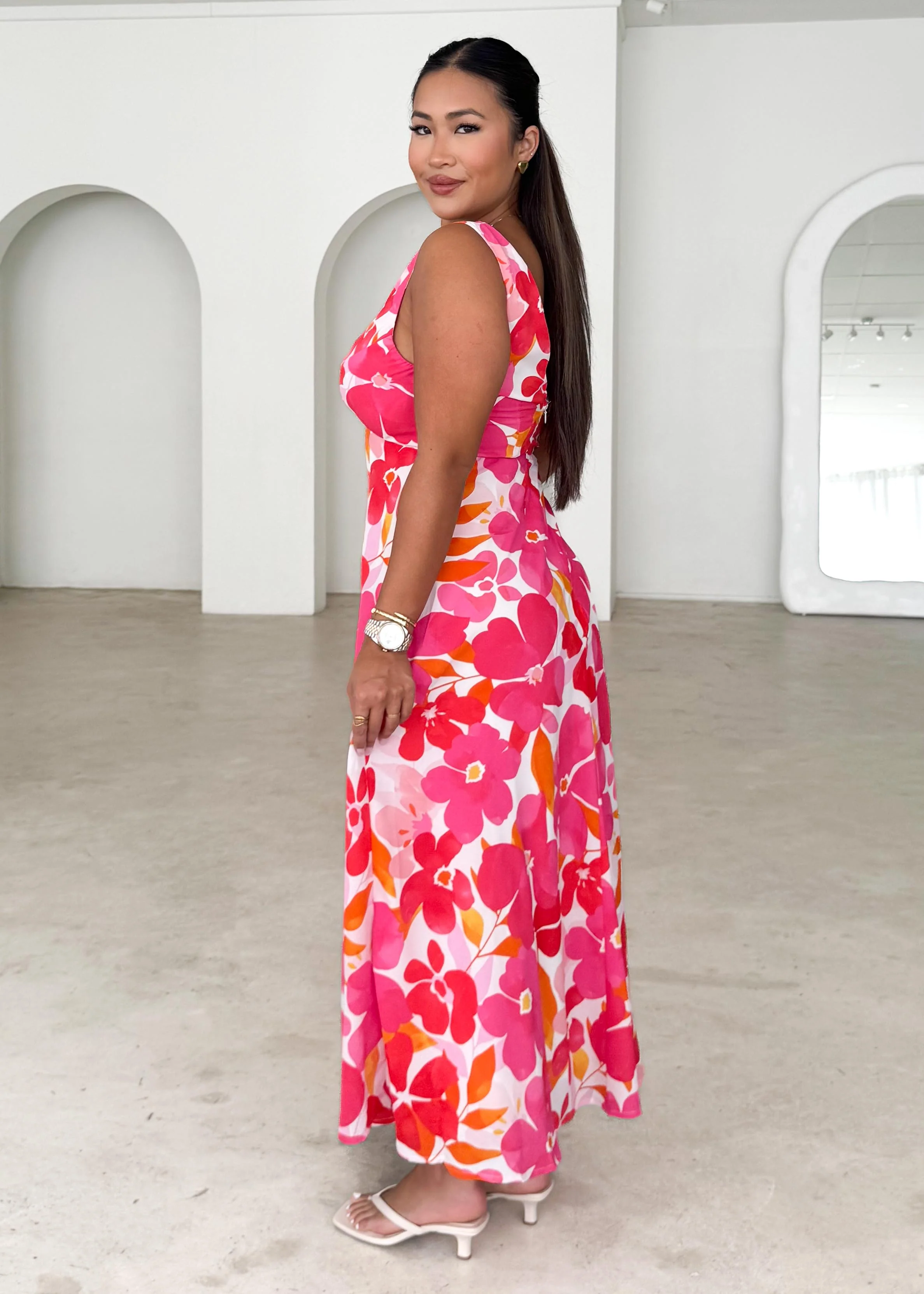 Alisina Midi Dress - Pink Flowers - Image 6
