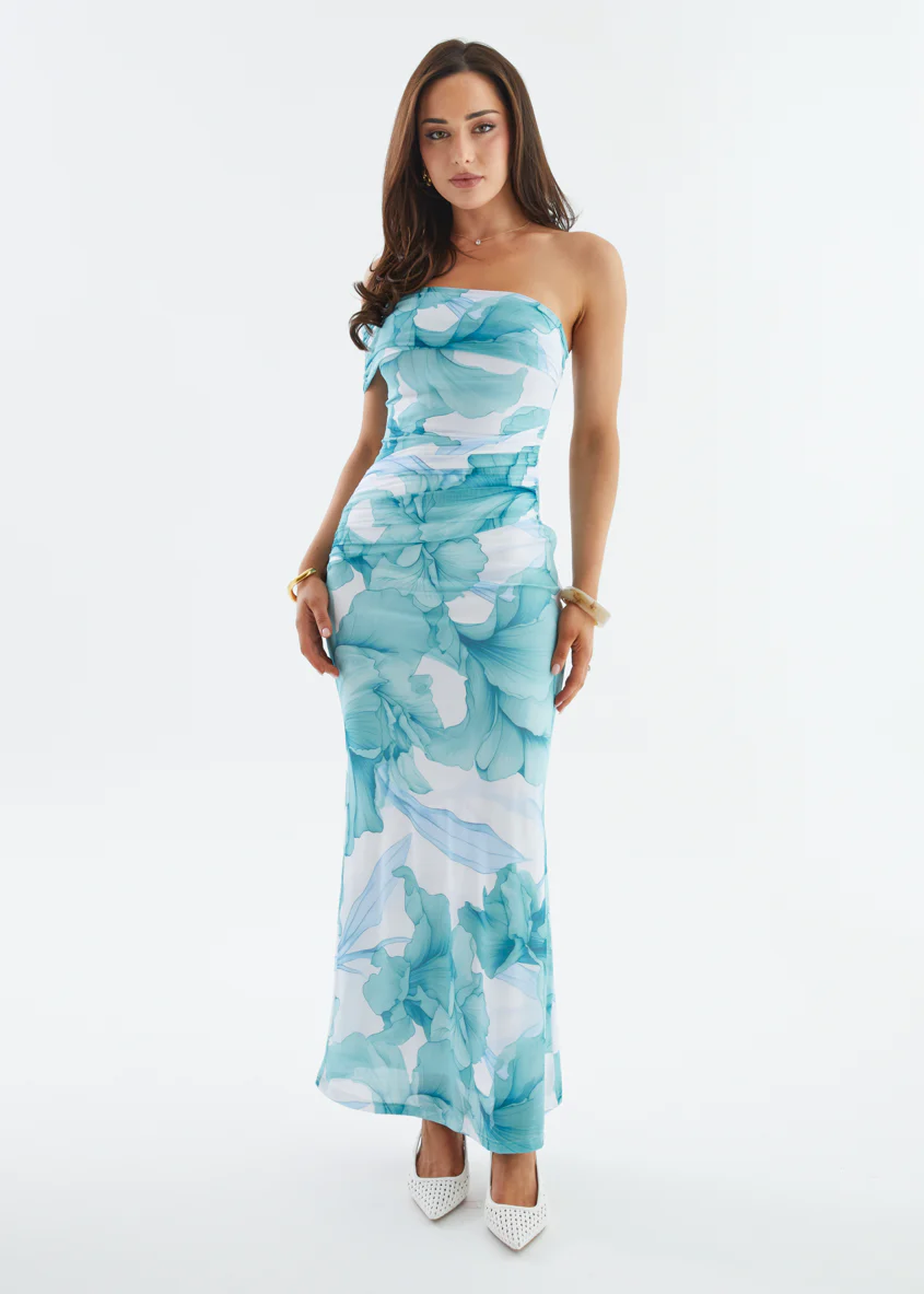 Allina Mesh Maxi Dress - Aquamarine Petal - Image 4