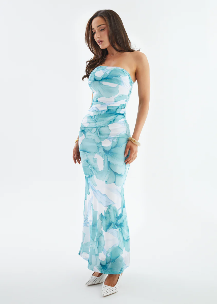 Allina Mesh Maxi Dress - Aquamarine Petal - Image 5