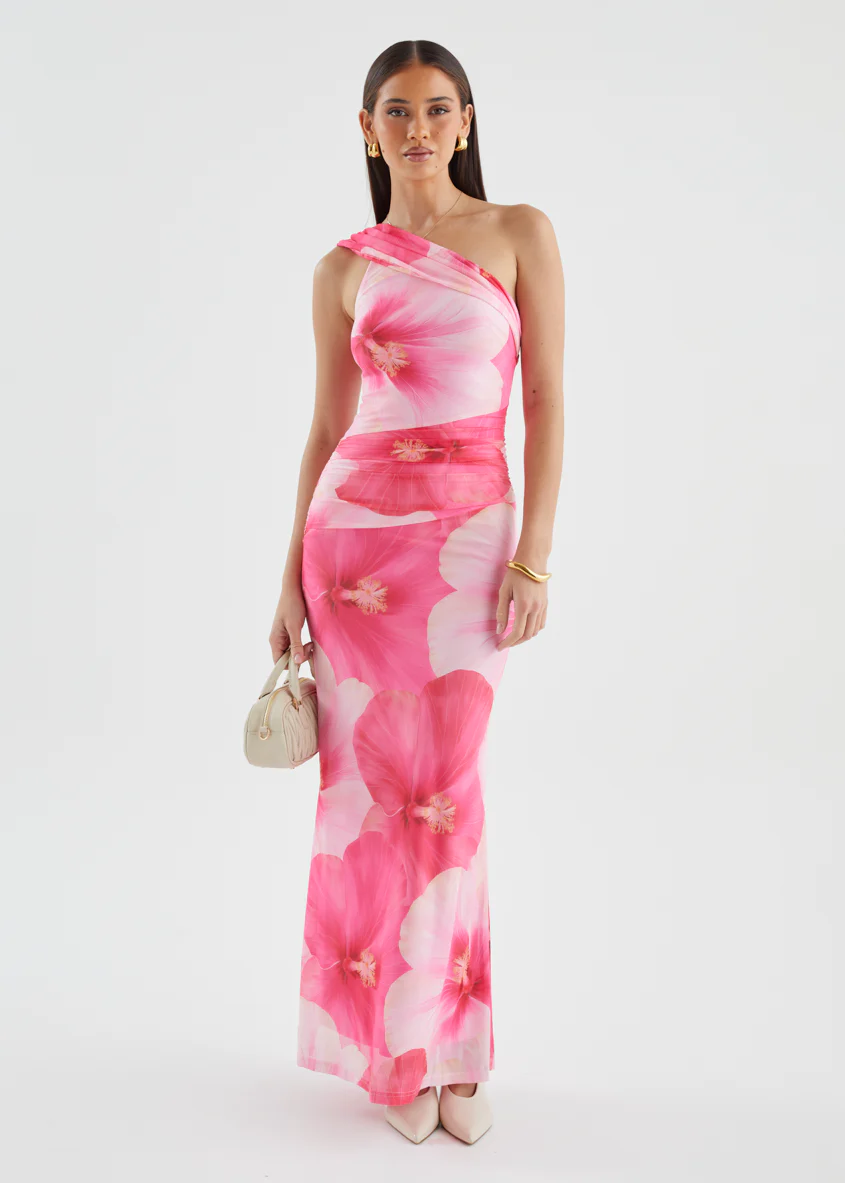 Allina Mesh Maxi Dress - Blush Flowers - Image 2
