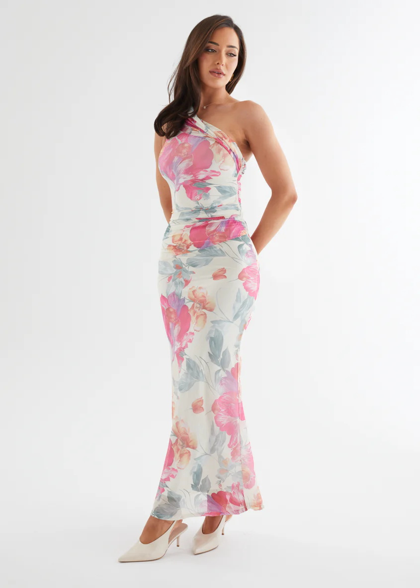 Allina Mesh Maxi Dress - Vanilla Floral - Image 3