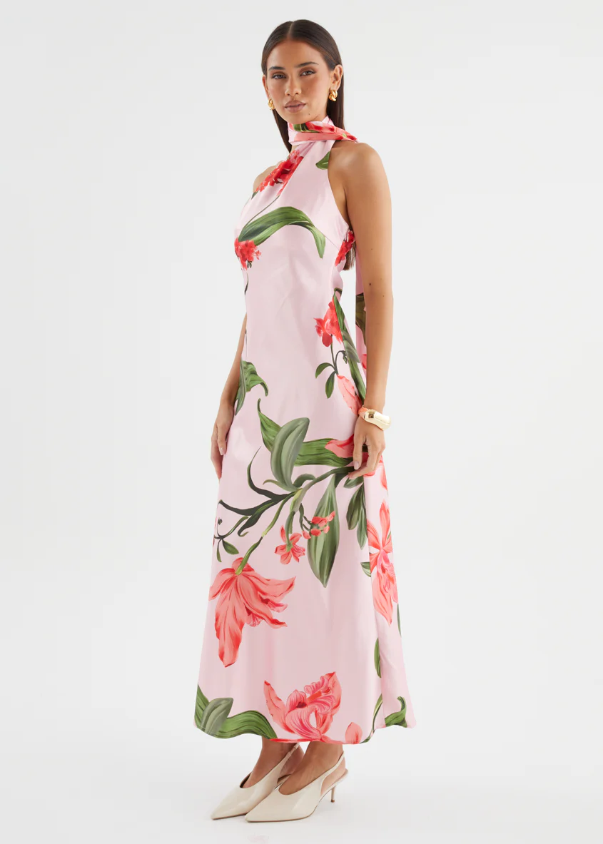 Ally One Shoulder Maxi Dress - Watermelon Floral - Image 10