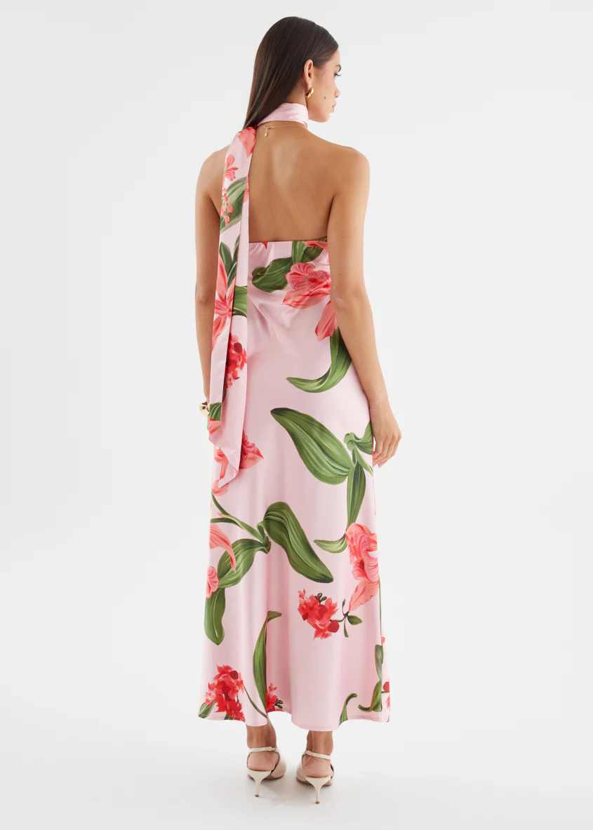 Ally One Shoulder Maxi Dress - Watermelon Floral - Image 11