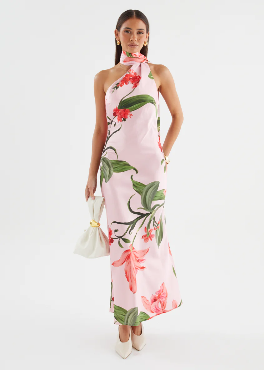 Ally One Shoulder Maxi Dress - Watermelon Floral - Image 2
