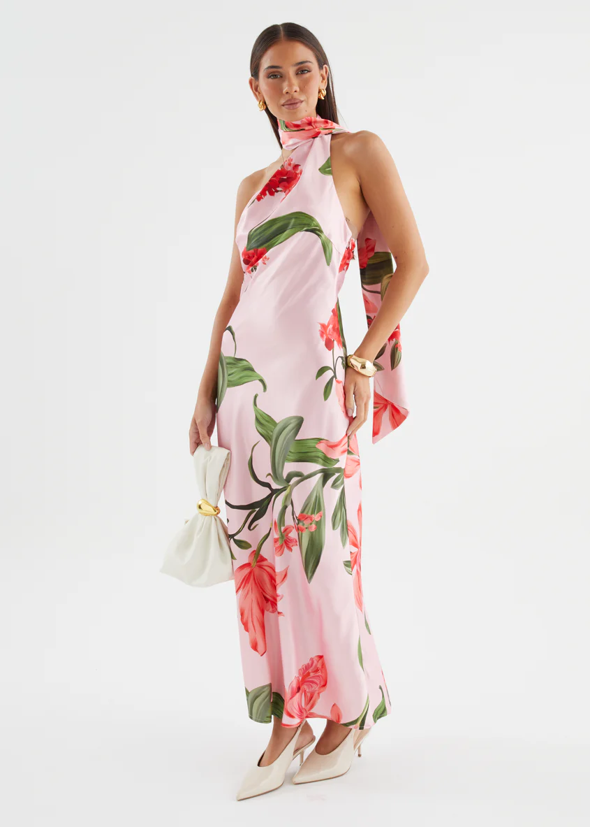 Ally One Shoulder Maxi Dress - Watermelon Floral - Image 6