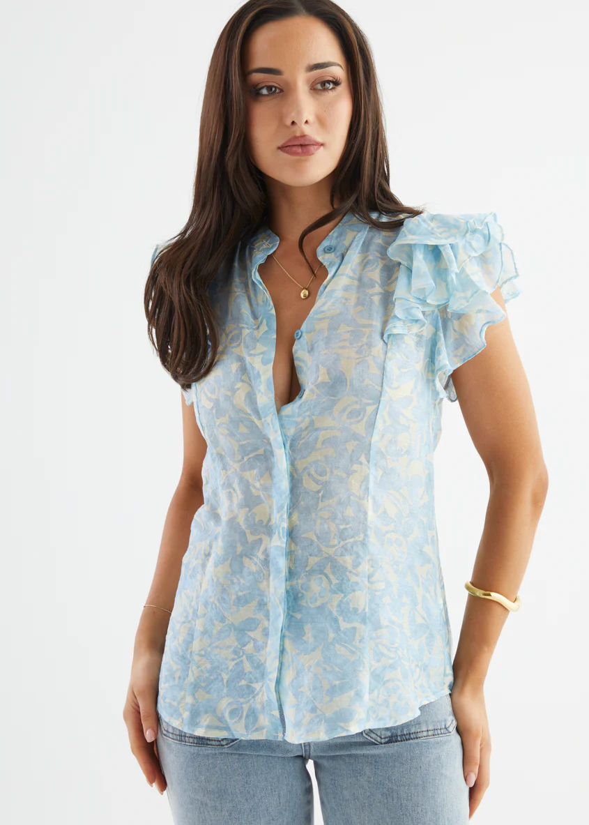 Alyssia Blouse - Sky Blue Floral