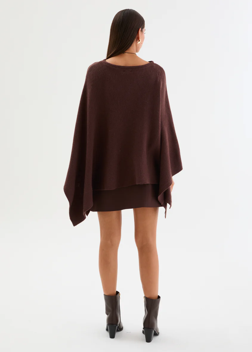 Amaley Knit Poncho - Chocolate - Image 5