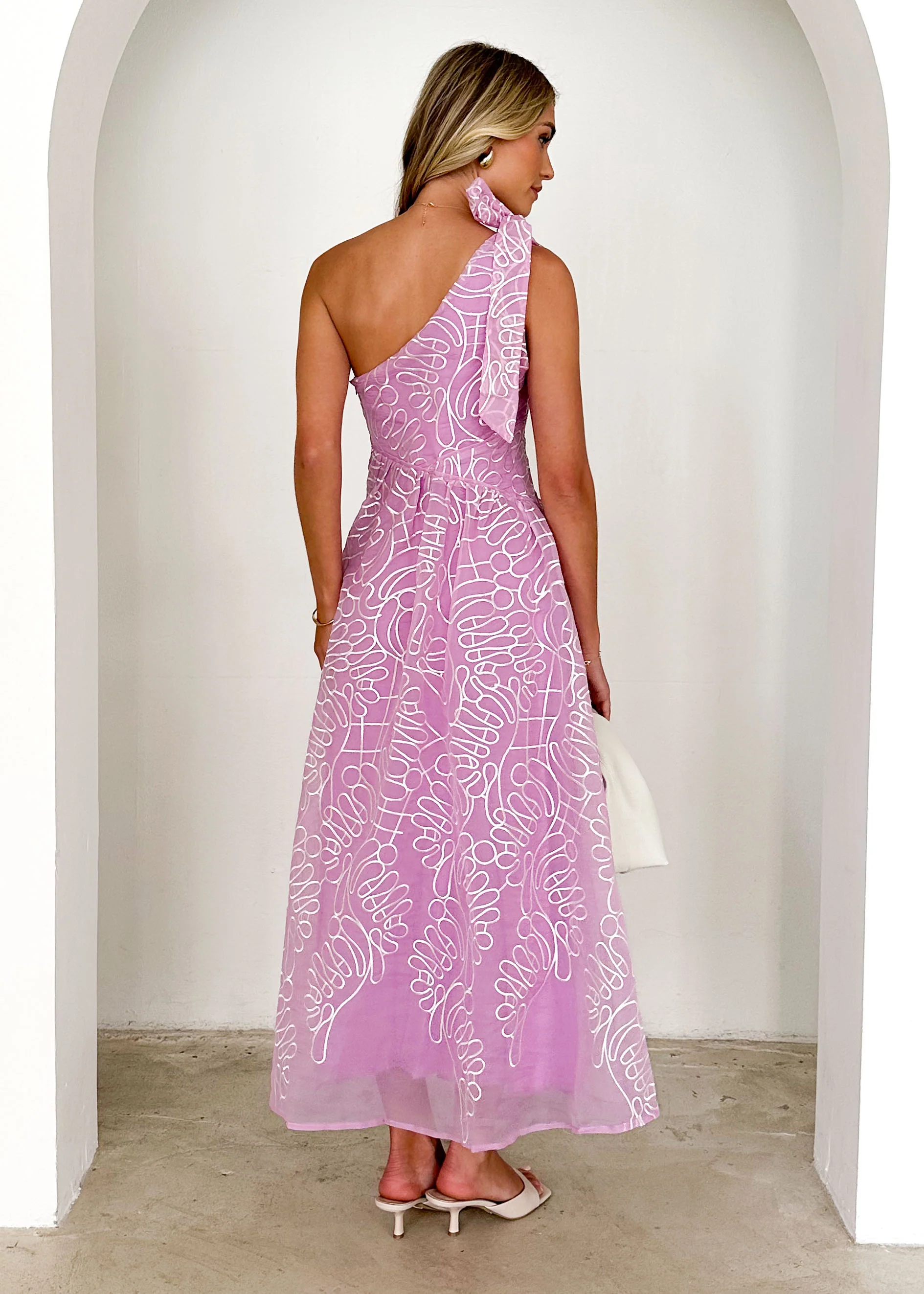Amalfi One Shoulder Midi Dress - Candy Embroidered - Image 5