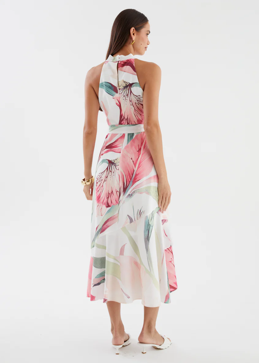 Amaris Halter Midi Dress - Pink Floral - Image 8
