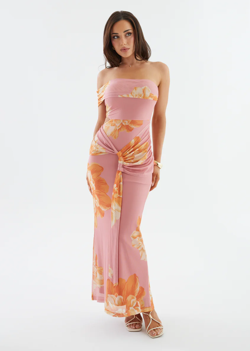 Aminah Mesh Maxi Dress - Pink Floral - Image 6