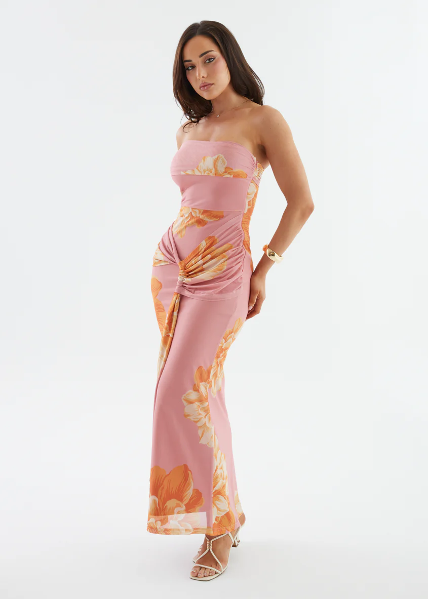 Aminah Mesh Maxi Dress - Pink Floral - Image 7