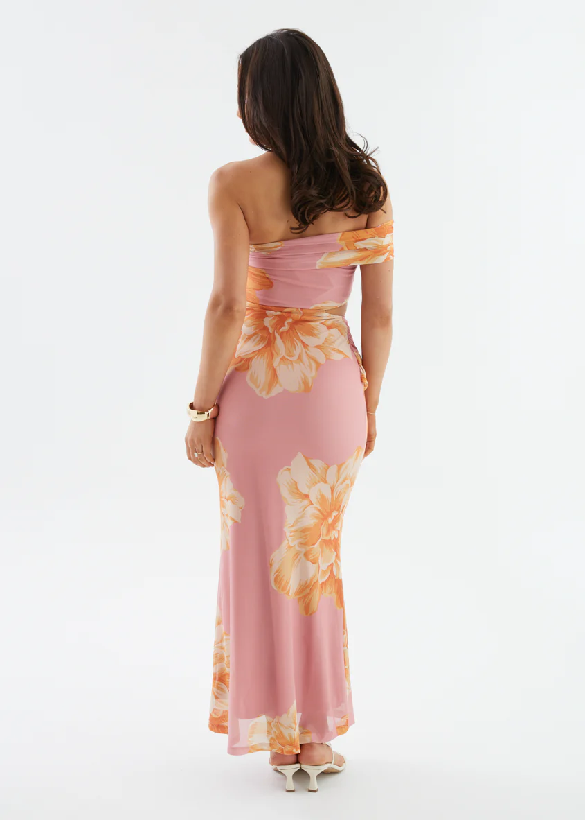 Aminah Mesh Maxi Dress - Pink Floral - Image 8