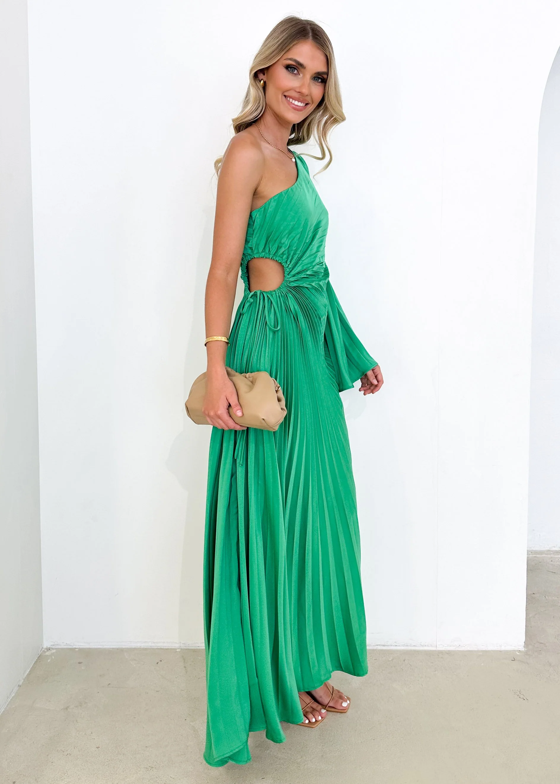 Amore One Shoulder Midi Dress - Jade - Image 6