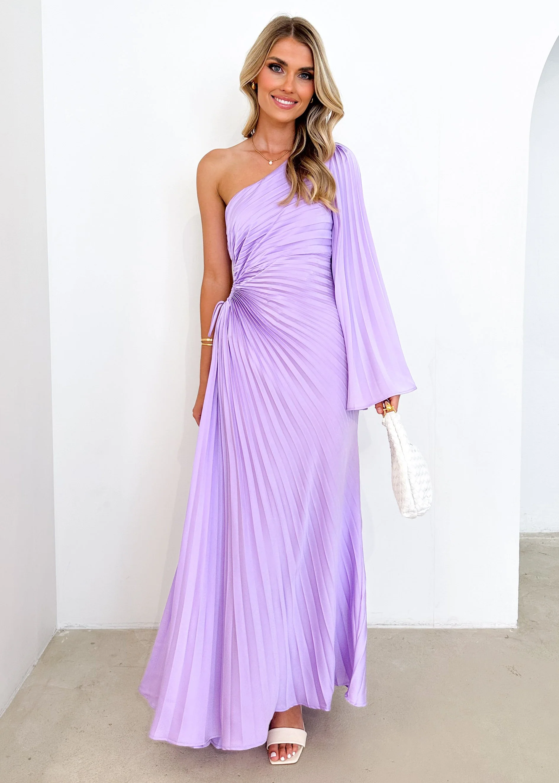 Amore One Shoulder Midi Dress - Lilac - Image 5